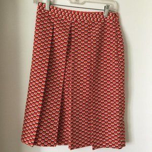 The Limited Midi Pleated Lined A-Line Skirt Orange